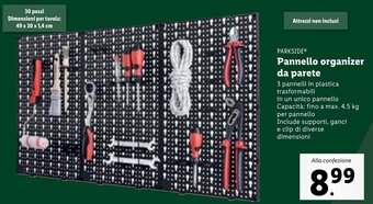 Lidl PARKSIDE Pannello organizer da parete offerta
