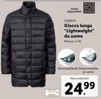 Lidl LIVERGY Giacca lunga "Lightweight" da uomo offerta
