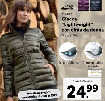 Lidl Esmara Giacca "Lightweight" con cinta da donna offerta