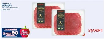 Esselunga BRESAOLA RIGAMONTI con carne 100% italiana, a fette, 85 g offerta