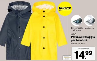 Lidl lupilu Parka antipioggia per bambini offerta