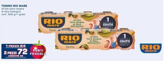Esselunga TONNO RIO MARE all'olio extra vergine di oliva biologico, conf. 3x65 g+1 gratis offerta