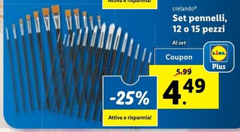 Lidl crelando Set pennelli, 12 o 15 pezzi offerta