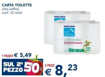 Esselunga CARTA TOILETTE ultra soffice, conf. 12 rotoli offerta