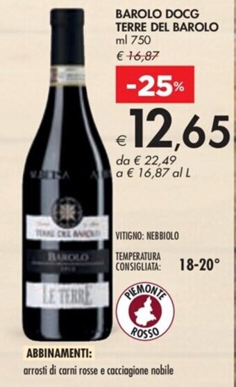 Bennet BAROLO DOCG TERRE DEL BAROLO ml 750 offerta