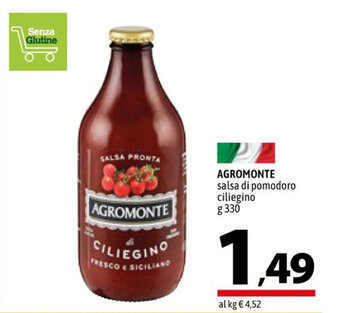 A&O AGROMONTE salsa di pomodoro ciliegino g 330 offerta