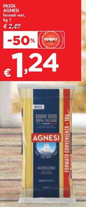 Bennet PASTA AGNESI formati vari, kg 1 offerta