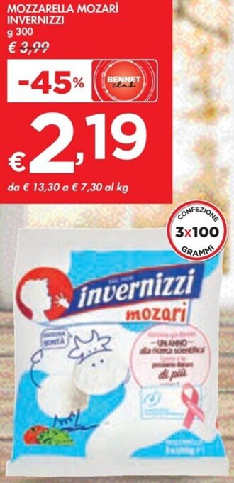 Bennet MOZZARELLA MOZARI INVERNIZZI g 300 offerta