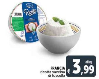 Deco Supermercati FRANCIA ricotta vaccina di fuscella offerta