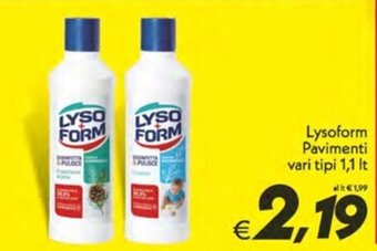 Iper Super Conveniente Lysoform Pavimenti Sole vari tipi 1,1 lt offerta