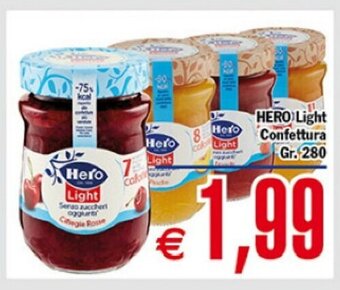 Conte Supermercati HERO Light Confettura Gr. 280 offerta