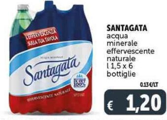 SANTAGATA acqua minerale effervescente naturale l 1,5 x 6 bottiglie