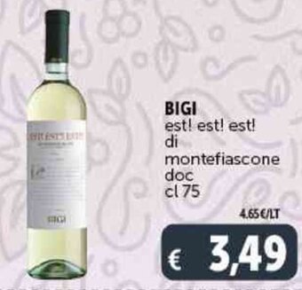 Deco Supermercati BIGI est! est! est! di montefiascone doc cl 75 offerta