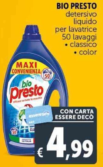 Deco Supermercati BIO PRESTO detersivo liquido per lavatrice 50 lavaggi offerta