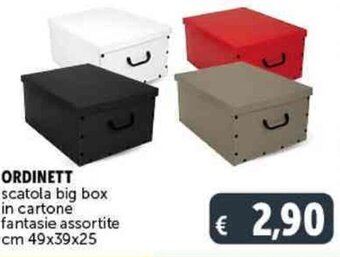 ORDINETT scatola big box in cartone fantasie assortite cm 49x39x25