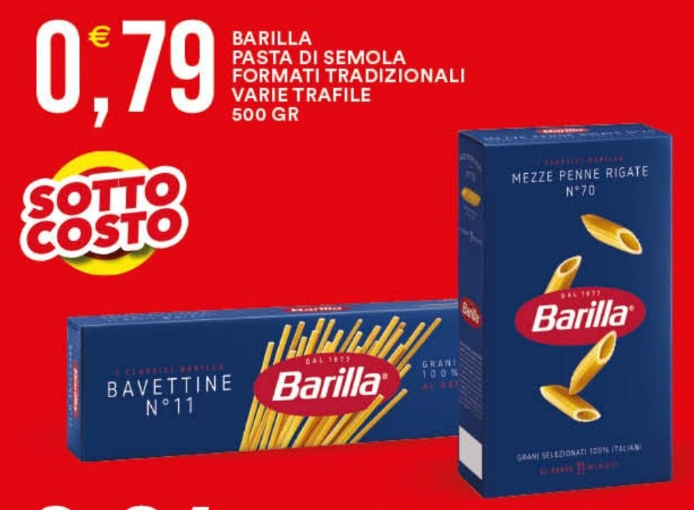 Vantaggio Cash&Carry BARILLA PASTA DI SEMOLA FORMATI TRADIZIONALI VARIE TRAFILE 500 GR offerta