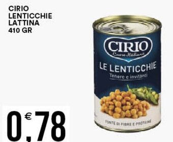 Vantaggio Cash&Carry CIRIO LENTICCHIE LATTINA 410 GR offerta