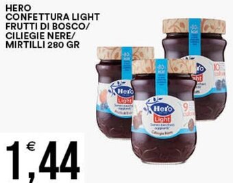 Vantaggio Cash&Carry HERO CONFETTURA LIGHT FRUTTI DI BOSCO/ CILIEGIE NERE/ MIRTILLI 280 GR offerta