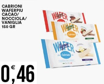 Vantaggio Cash&Carry CABRIONI WAFERPIU CACAO/ NOCCIOLA/ VANIGLIA 150 GR offerta