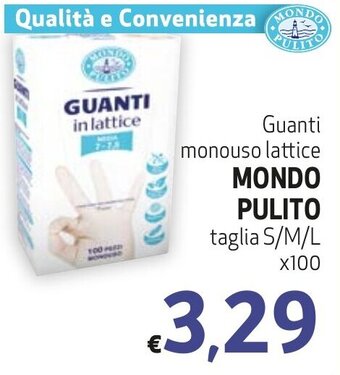 Maxi Family Guanti monouso lattice MONDO PULITO taglia S/M/L x100 offerta