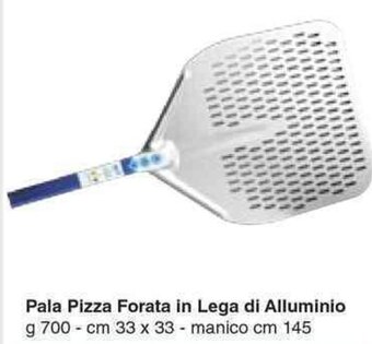 Pala Pizza Forata in Lega di Alluminio g 700 - cm 33 x 33 - manico cm 145