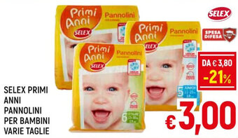 Famila Market SELEX PRIMI ANNI PANNOLINI PER BAMBINI VARIE TAGLIE offerta