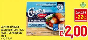 CAPITAN FINDUS 5 BASTONCINI CON 100% FILETTI DI MERLUZZO 125 g