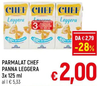 Famila Market PARMALAT CHEF PANNA LEGGERA 3x 125 ml offerta