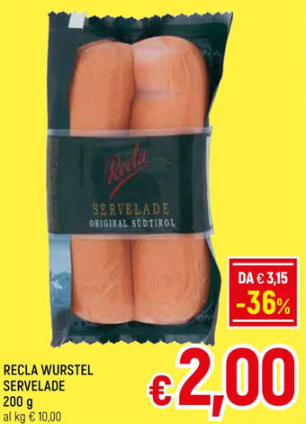 Famila Market RECLA WURSTEL SERVELADE 200 g offerta