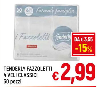 Famila Market TENDERLY FAZZOLETTI 4 VELI CLASSICI 30 pezzi offerta