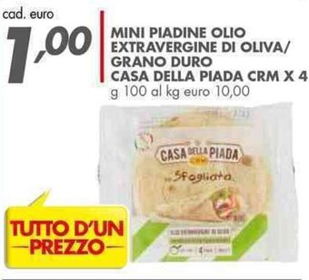 Italmark MINI PIADINE OLIO EXTRAVERGINE DI OLIVA/ GRANO DURO CASA DELLA PIADA CRM X 4 g 100 offerta