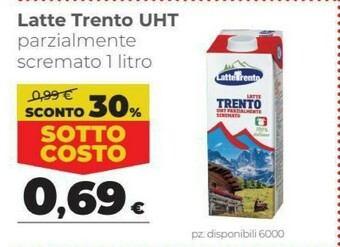Coop Latte trento Latte Parzialmente Scremato UHT 1000 G(ml) offerta