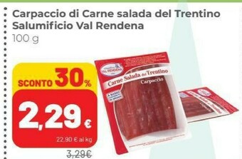 Coop Salumificio val rendena Carpaccio Di Carne Salada Del Trentino 100 G(ml) offerta