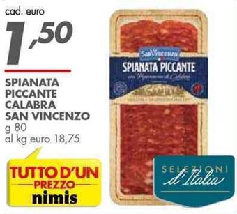 Italmark SPIANATA PICCANTE CALABRA SAN VINCENZO g80 offerta