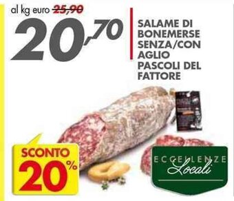 SALAME DI BONEMERSE SENZA/CON AGLIO PASCOLI DEL FATTORE