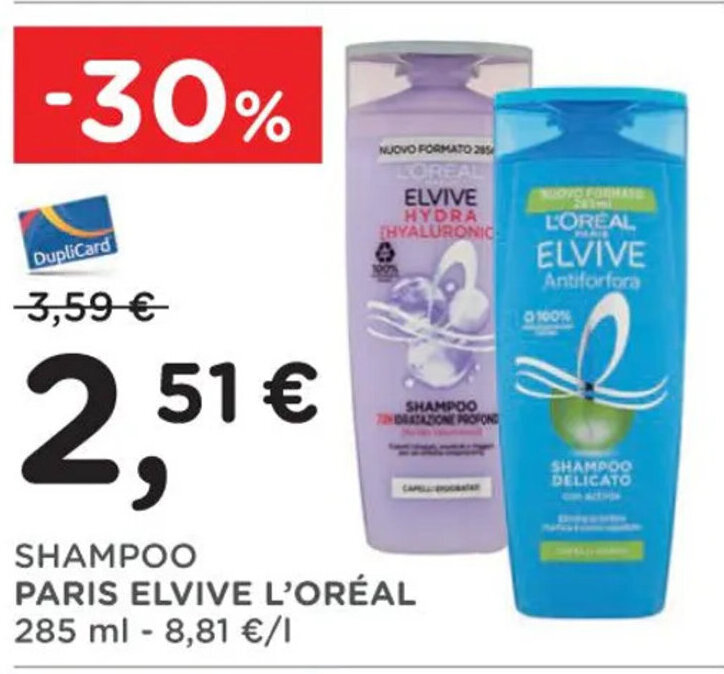 SHAMPOO PARIS ELVIVE L'ORÉAL 285 ml offerta di Poli