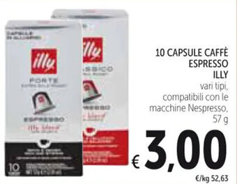 Spazio Conad 10 CAPSULE CAFFÈ ESPRESSO ILLY 57 g offerta