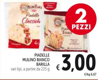 Spazio Conad PIADELLE MULINO BIANCO BARILLA vari tipi 225 g offerta