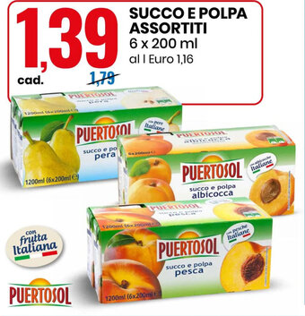 Eurospin SUCCO E POLPA ASSORTITI 6 x 200 ml offerta