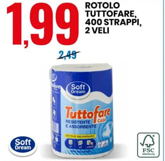 Eurospin ROTOLO TUTTOFARE, 400 STRAPPI, 2 VELI offerta