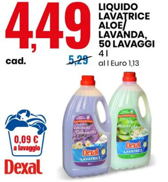 Eurospin LIQUIDO LAVATRICE ALOE/ LAVANDA, 50 LAVAGGI 4 l offerta