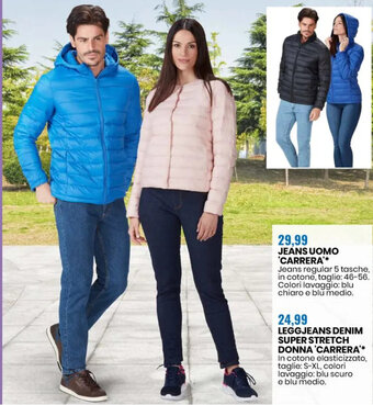 Eurospin LEGGJEANS DENIM SUPER STRETCH DONNA 'CARRERA In cotone elasticizzato, taglie: S-XL, colori lavaggio: blu scuro e blu medio. offerta
