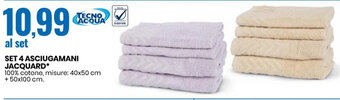 SET 4 ASCIUGAMANI JACQUARD 100% cotone, misure: 40x50 cm + 50x100 cm.