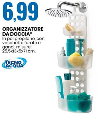 Eurospin ORGANIZZATORE DA DOCCIA In polipropilene, con vaschette forate e ganci, misure: 25,5x13x5x71 cm. offerta