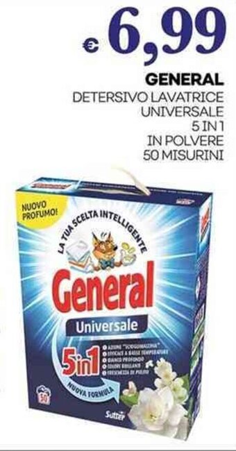 GENERAL DETERSIVO LAVATRICE UNIVERSALE 5 IN 1 IN POLVERE 50 MISURINI