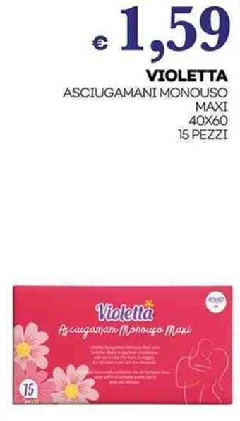 VIOLETTA ASCIUGAMANI MONOUSO MAXI 40X60 15 PEZZI