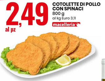 Eurospin COTOLETTE DI POLLO CON SPINACI 800 g offerta