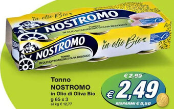 Prix Quality Tonno NOSTROMO in Olio di Oliva Bio g 65x3 offerta