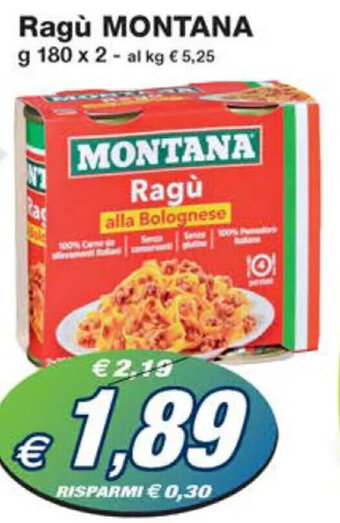 Prix Quality Ragù MONTANA g 180x2 offerta