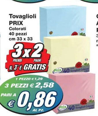 Prix Quality Tovaglioli PRIX Colorati 40 pezzi cm 33 x 33 offerta